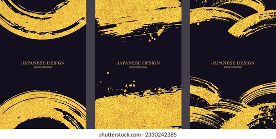 Japanese background design. Gold, brush, grunge.