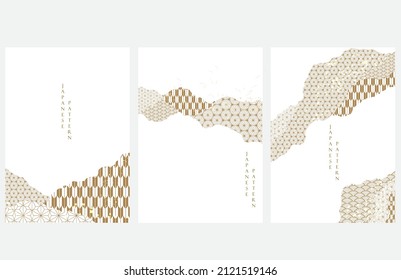 Japanese background with Geometric pattern vector. Abstract art decoration with line element banner in vintage style. - Shutterstock ID 2121519146