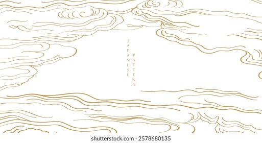 Japanese background with hand drawn Chinese cloud elements pattern vector. Abstract template with geometric pattern layout design in oriental style. 