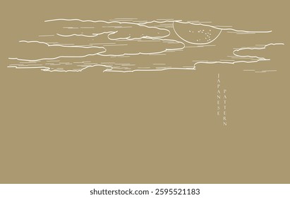 Japanese background with hand drawn Chinese cloud elements pattern vector. Abstract template with geometric pattern layout design in oriental style.