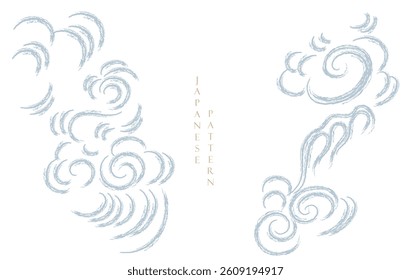 Japanese background with hand drawn Chinese cloud elements pattern vector. Abstract template with geometric pattern layout design in oriental style.