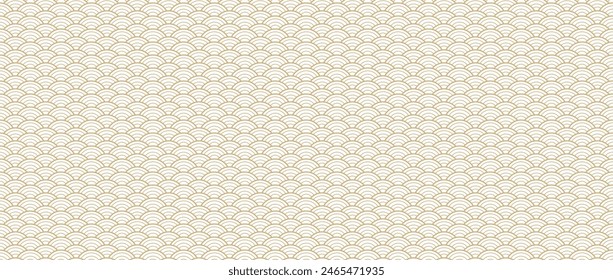 Japanese background with hand drawn line wave pattern vector. Abstract template with geometric pattern. Ocean sea backdrop layout design in oriental style. Chinese cloud elements.
