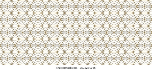 Japanese background with hand drawn line flower pattern vector. Abstract template with geometric pattern. Ocean sea backdrop layout design in oriental style. Chinese banner elements.