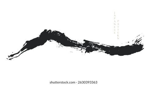 Japanese background with hand drawn mountain black and brush stroke texture vector. Hand drawn chinese cloud decorations in vintage style. Art abstract banner design