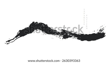 Japanese background with hand drawn mountain black and brush stroke texture vector. Hand drawn chinese cloud decorations in vintage style. Art abstract banner design