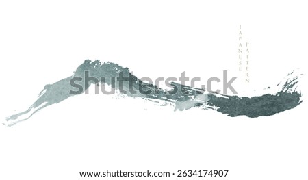 Japanese background with hand drawn mountain black and brush stroke texture vector. Hand drawn chinese cloud decorations in vintage style. Art abstract banner design