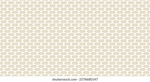 Japanese background with hand drawn wave pattern vector. Abstract template with geometric pattern. Ocean sea backdrop layout design in oriental style. 