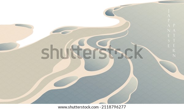 Japanese Background Hand Drawn Wave Vintage Stock Vector (Royalty Free ...