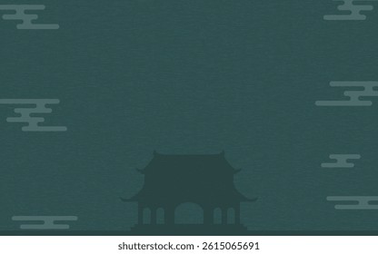 Japanese background illustration of a Buddhist temple and haze., Vector Illustration