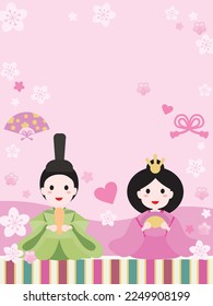 Japanese background illustration of hina doll of the Doll's Festival.