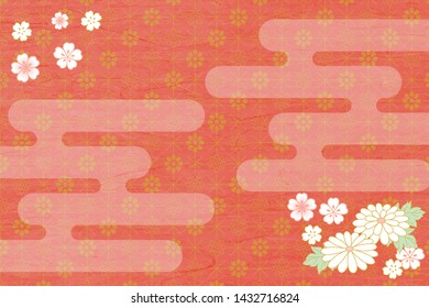 Japanese background illustration, red, pattern
