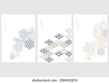 Japanese background with line art  pattern vector. Abstract template with traditional Minimal geometric pattern  in oriental style. 