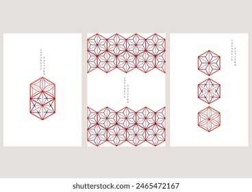 Japanese background with line art  pattern vector. Abstract template with traditional Minimal geometric pattern  in oriental style. 