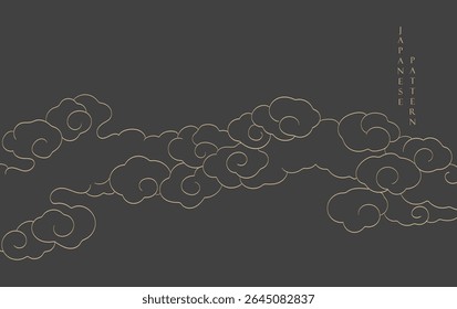 Japanese background with line cloud pattern vector. Abstract template with geometric pattern. Natural layout design in oriental style