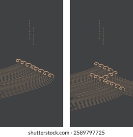 Japanese background with line ocean sea pattern vector. Abstract template with geometric wave pattern. Mountain layout design in oriental style