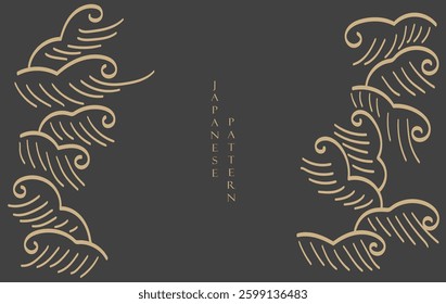  Japanese background with line ocean sea pattern vector. Abstract template with geometric wave pattern. Mountain layout design in oriental style