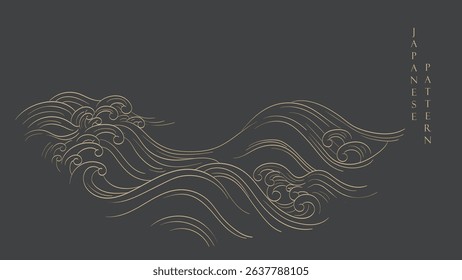Japanese background with line ocean sea pattern vector. Abstract template with geometric wave pattern. Mountain layout design in oriental style