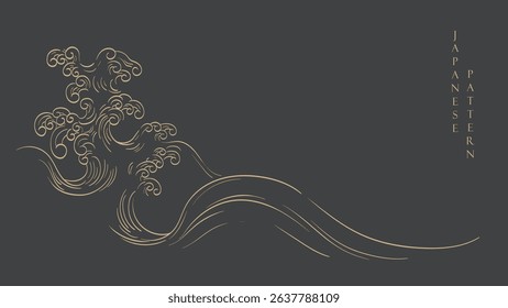 Japanese background with line ocean sea pattern vector. Abstract template with geometric wave pattern. Mountain layout design in oriental style