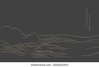 Japanese background with line ocean sea pattern vector. Abstract template with geometric wave pattern. Mountain layout design in oriental style
