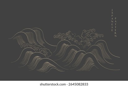 Japanese background with line ocean sea pattern vector. Abstract template with geometric wave pattern. Mountain layout design in oriental style