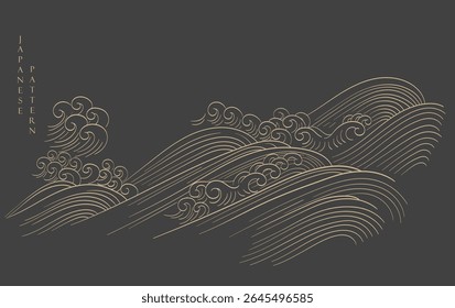 Japanese background with line ocean sea pattern vector. Abstract template with geometric wave pattern. Mountain layout design in oriental style
