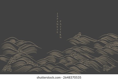 	
Japanese background with line ocean sea pattern vector. Abstract template with geometric wave pattern in oriental style