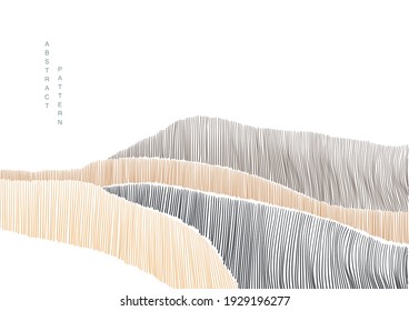 Japanese background with line wave pattern vector. Abstract template with geometric pattern. Mountain and ocean object in oriental style. 