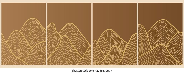 Japanese background with line wave pattern vector. Abstract template with geometric pattern. Mountain layout design in oriental style.