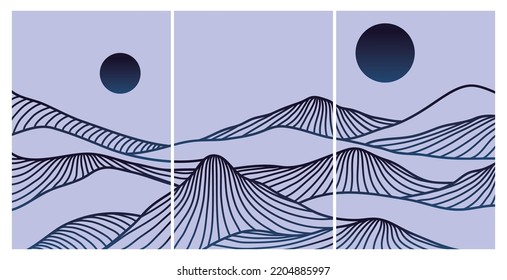 Fondo japonés con vector de patrón de onda de línea. Plantilla abstracta con patrón geométrico. Diseño de montaña de estilo oriental.