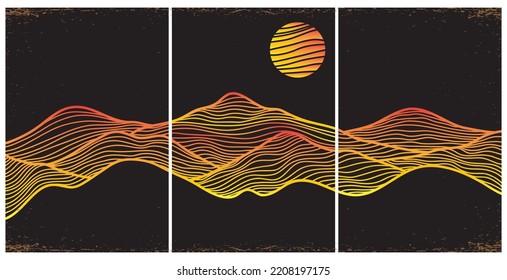 Japanese background with line wave pattern vector. Abstract template with geometric pattern. Mountain layout design in oriental style.