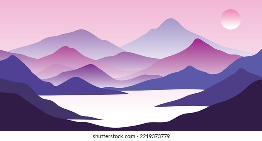 Japanese background with line wave pattern vector. Abstract template with geometric pattern. Mountain layout design in oriental style.