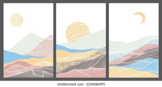 Japanese background with line wave pattern vector. Abstract template with geometric pattern. Mountain layout design in oriental style.