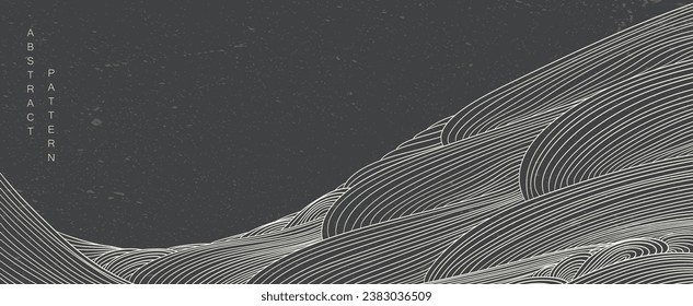 	
Japanese background with line wave pattern vector. Abstract template with geometric pattern. Mountain layout design in oriental style.Black and white banner design.