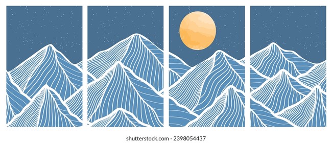 Japanese background with line wave pattern vector. Abstract template with geometric pattern. Mountain layout design in oriental style.