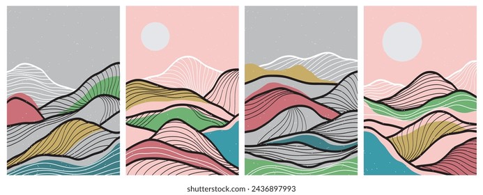 Japanese background with line wave pattern vector. Abstract template with geometric pattern. Mountain layout design in oriental style.