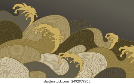 Japanese background with line wave pattern vector Abstract template with geometric pattern
