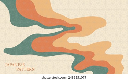 Japanese background with line wave pattern vector. Abstract template with geometric pattern. Mountain layout design in oriental style