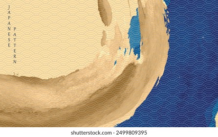 Japanese background with line wave pattern vector. Abstract template with geometric pattern. Mountain layout design in oriental style	