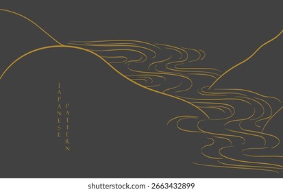 Japanese background with line wave pattern vector. Abstract template with geometric pattern. Mountain layout design in oriental style.
