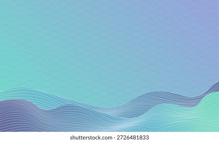 Fondo japonés con Vector de patrón de onda de línea. Plantilla Abstractas con patrón geométrico. Diseño de diseño de montaña en estilo oriental. Vector de patrón japonés de onda. Fondo de arte en estilo vintage