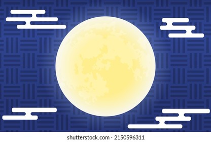 Japanese background with moon, moon, eh haze and three collapses.