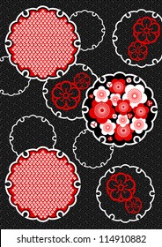 Japanese background pattern of plum and snow