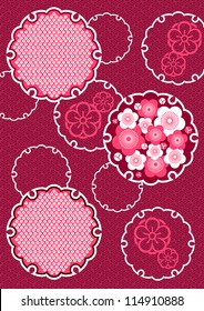 Japanese background pattern of plum and snow