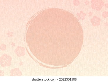 Fondo japonés con ciruela y patrón tradicional