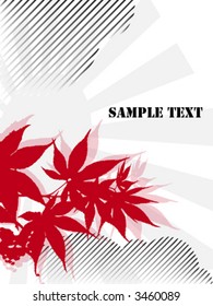 japanese background with red leaves-vector-