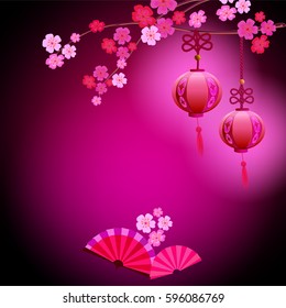 Japanese background with sakura.