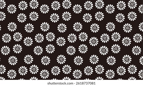 Plano de fundo japonês: padrão tradicional japonês de crisântemo pequeno (kogiku) em monocromático