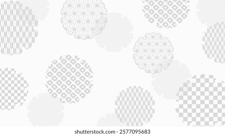 Japanese background: Various Japanese pattern snowflakes (glay)