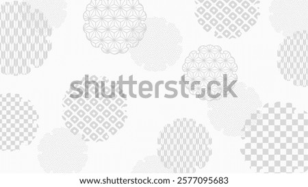 Japanese background: Various Japanese pattern snowflakes (glay)