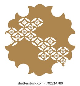 Japanese background vector. Gold geometric pattern. Flower icon and logo.